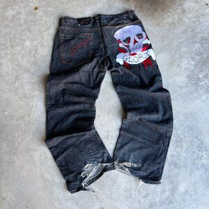 Ed Hardy Denim - Distressed Glory Skull Jeans - 40x34